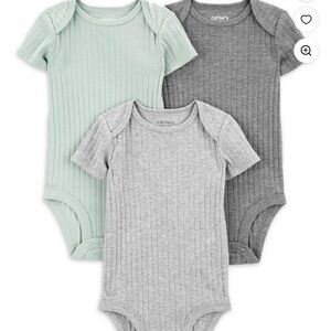 Carter's Ribbed Bodysuits - Mint, Light Gray, Charcoal (17)